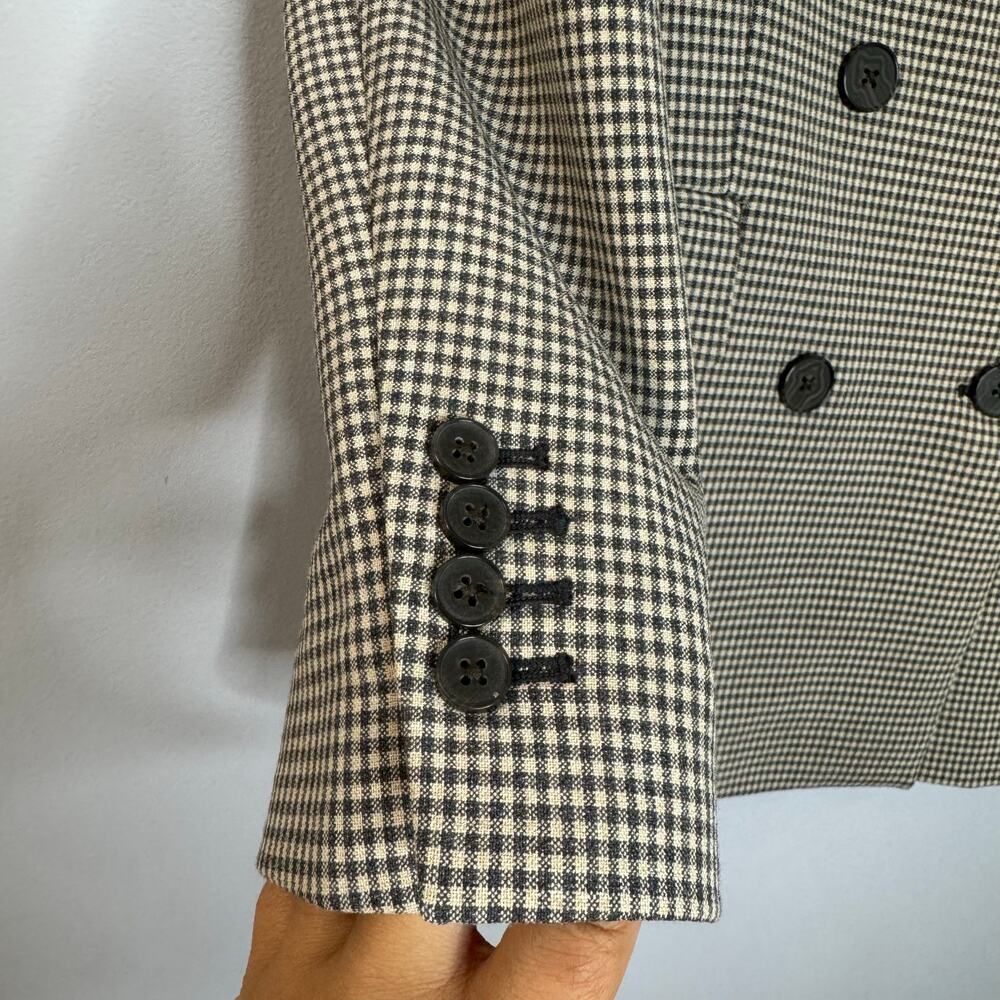 Aritzia Wilfred Plaid Grey Double Breasted Blazer Jacket Academia Sz 0 - Picture 5 of 13